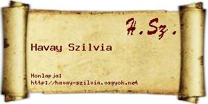 Havay Szilvia névjegykártya